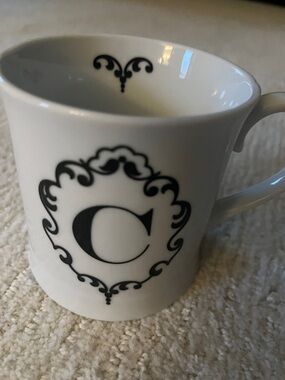 Monogram C Ceramic Coffee Mug - White with Black Design